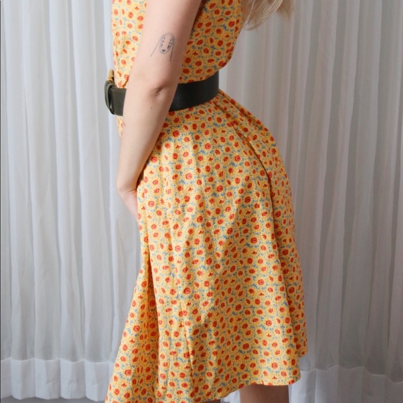 70’s / 80’s Handmade Yellow Sunflower Dress - Picture 2 of 8